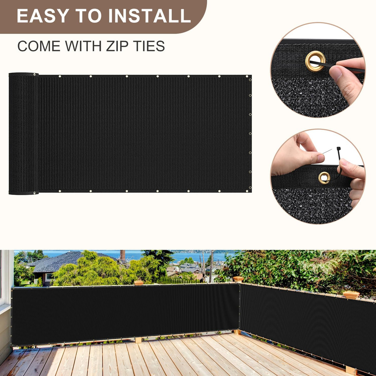 Patiobay UV-resistant shade screen for year-round outdoor use.