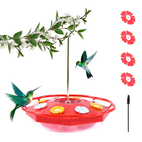 Patrisard hummingbird feeder shows 12 oz capacity with bright red housing.