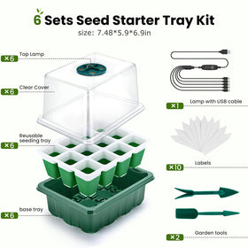 Pattiumo 6-pack starter set includes lids, grow lights, tools, and labels