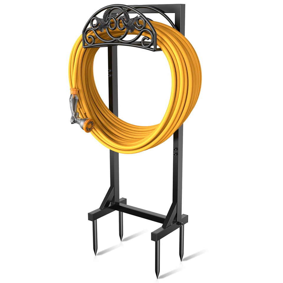Pattiumo garden hose holder stand with 4 spikes keeps hose off dirt and tangle-free