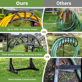 Pattiumo garden hose holder stand with ground spikes, secure anchoring in turf.