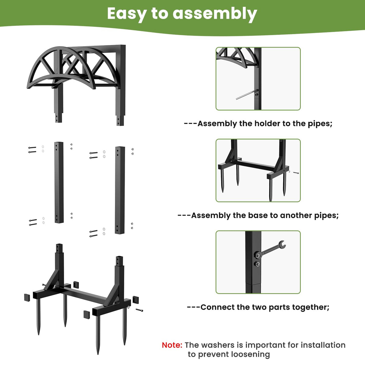 Pattiumo garden hose holder stand, powder-coated finish, resisting rust and outdoor wear.