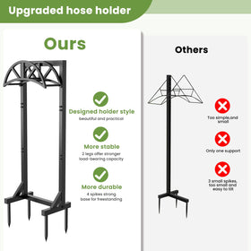 Pattiumo garden hose holder stand, side view, heavy-duty build for durable outdoor use.