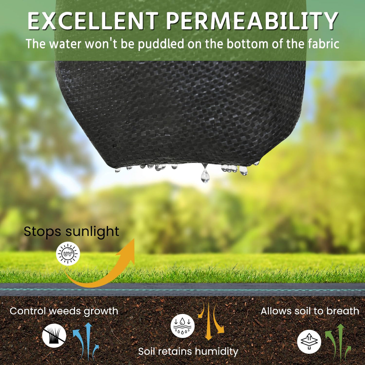 Pattiumo landscape fabric heavy-duty weed barrier laid in a garden bed.