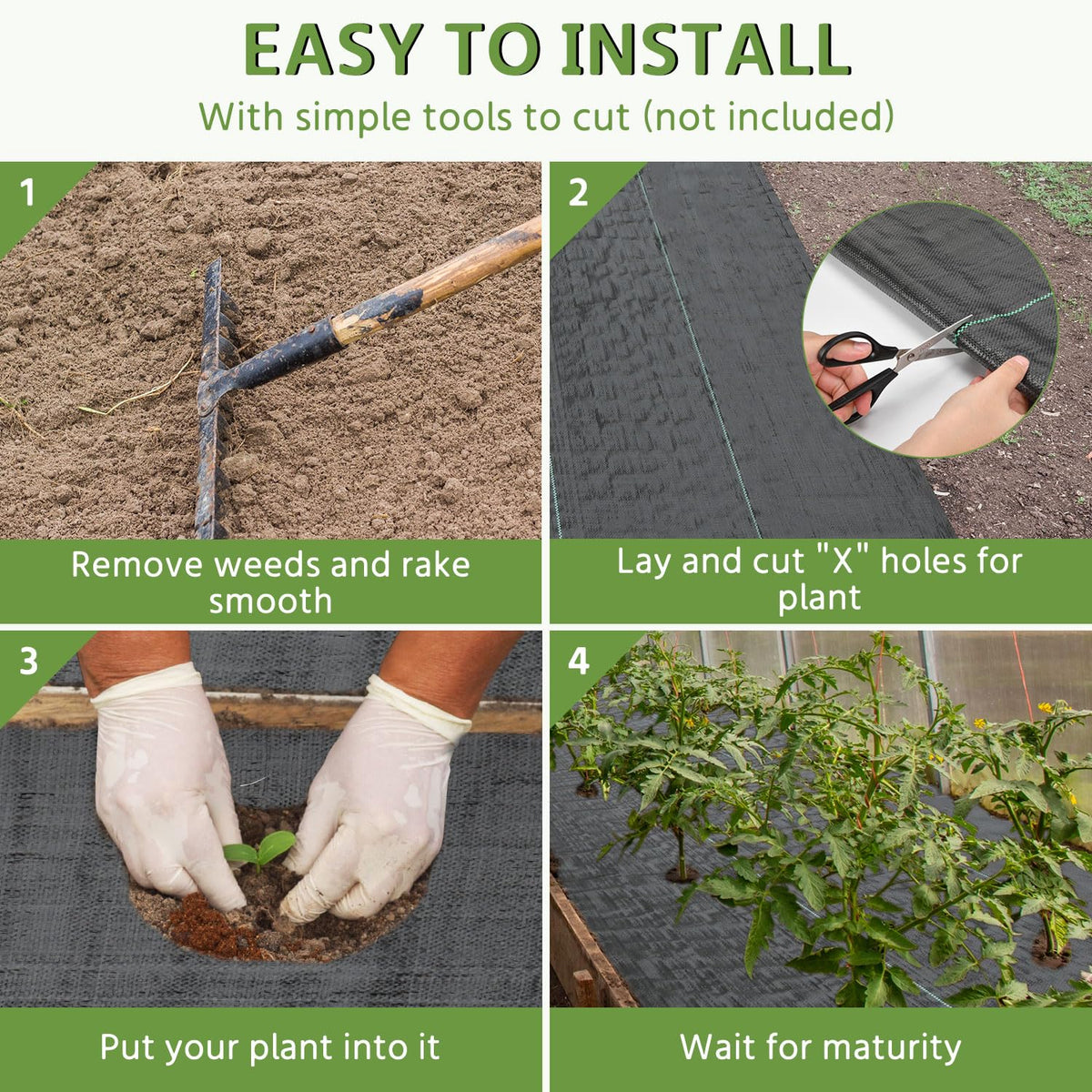 Pattiumo permeable ground-cover fabric allows air and water through to roots.