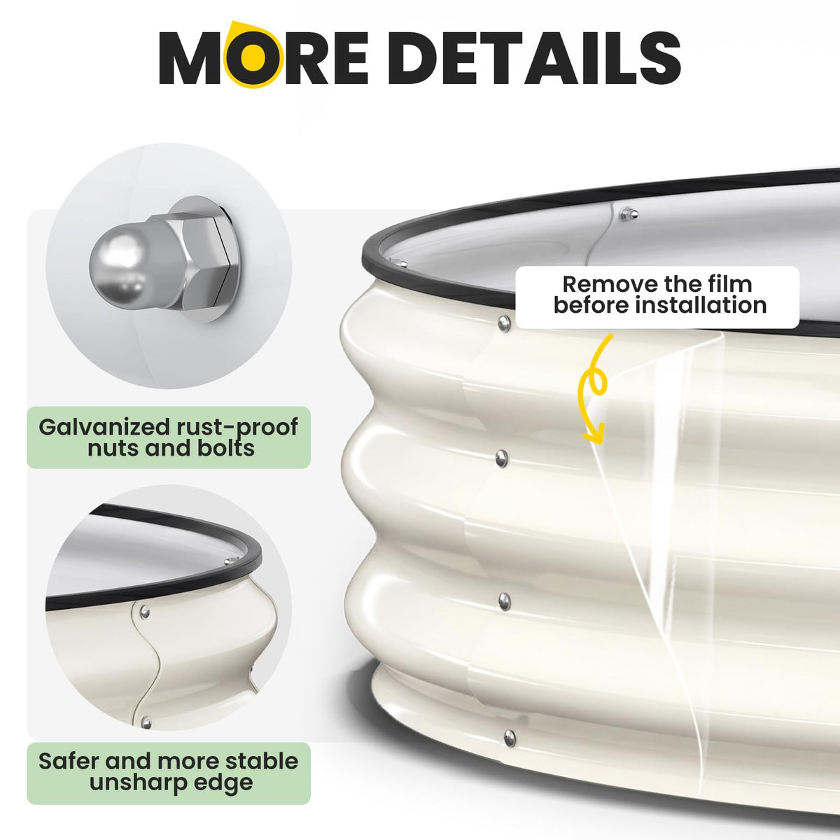 Pattiumo round bed rust-resistance supports durable outdoor use in sun and rain.