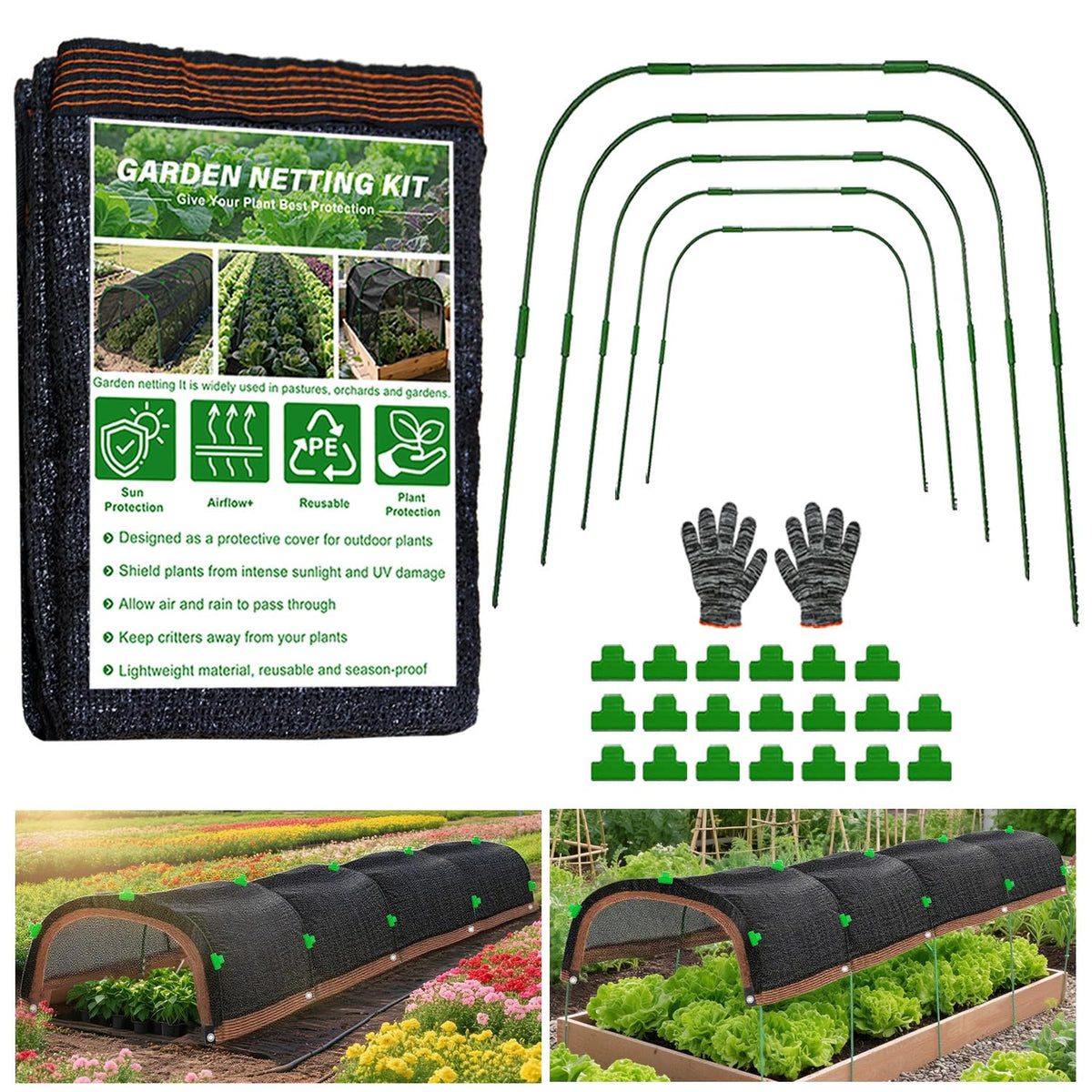 PATYDEST garden shade cloth kit shields plants from harsh sun.