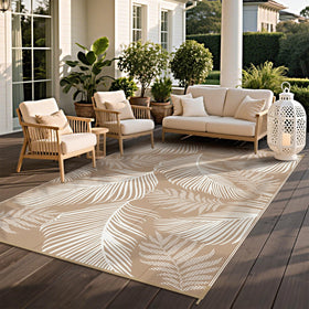 Pauwer rug stakes secure placement on decks and lawns.