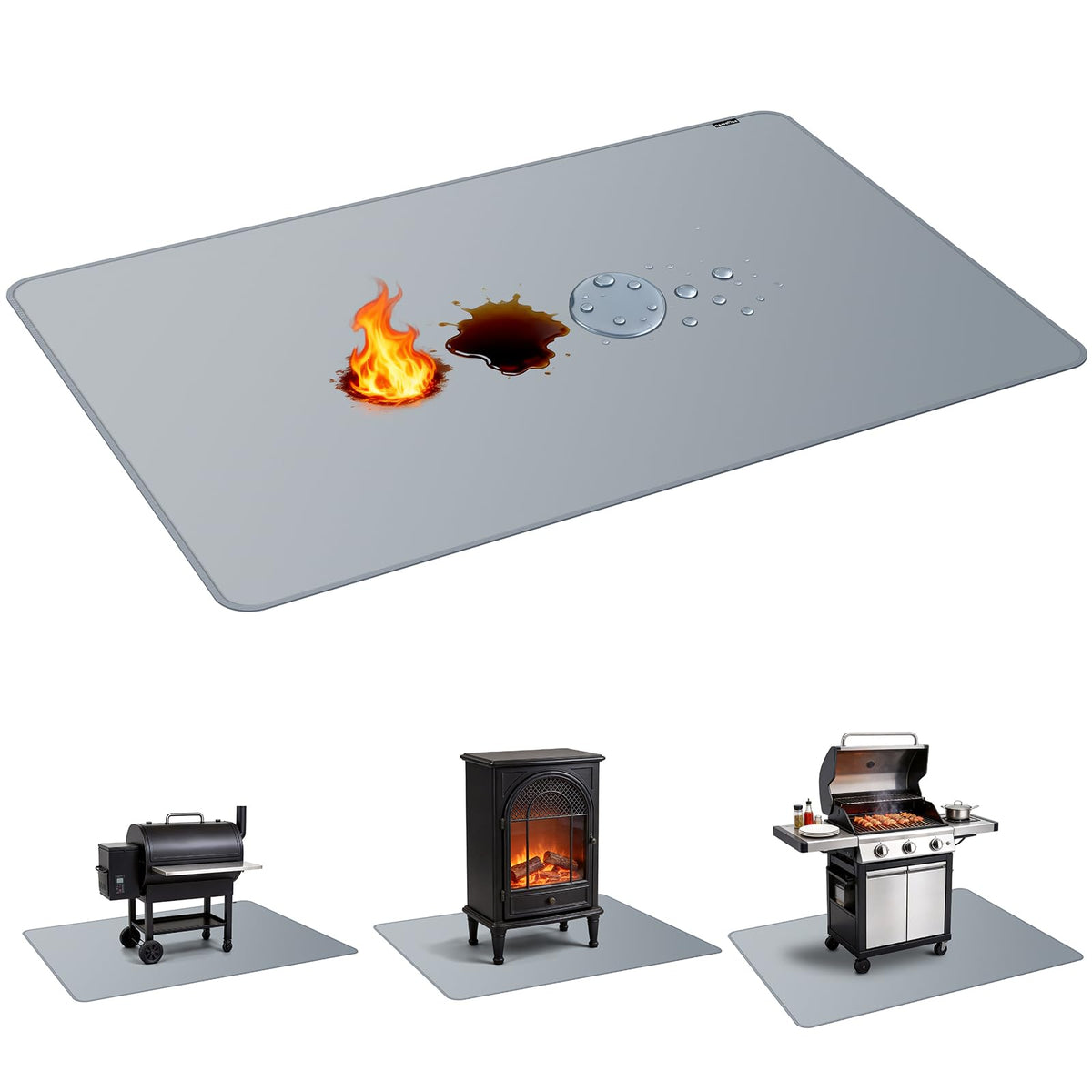 PAWBOSE under-grill mat 76x52 provides full coverage and prevents heat damage on decks.