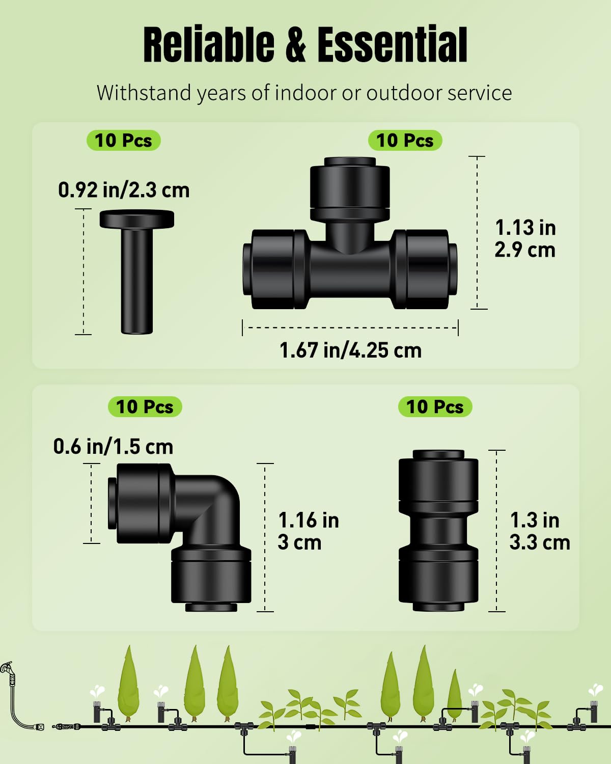 Pawfly elbow connectors for 1/4 inch tubing, flexible irrigation routing.