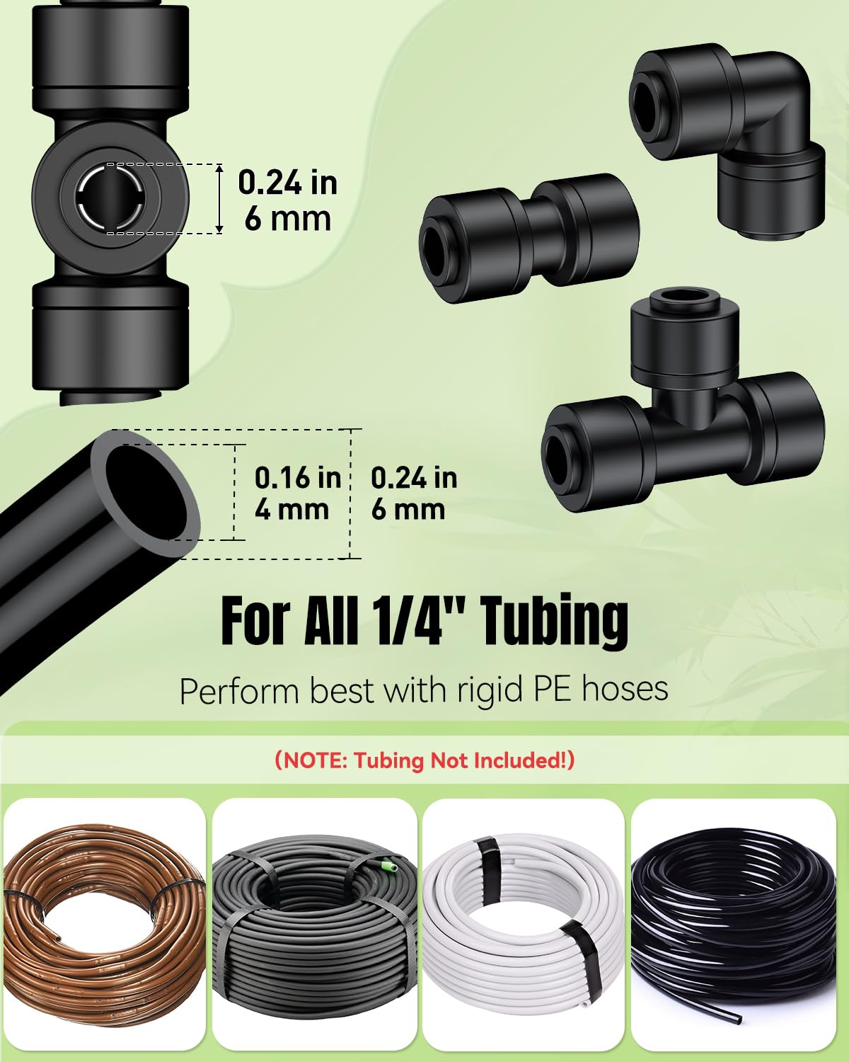 Pawfly straight couplings for 1/4 inch tubing, quick, secure connections.
