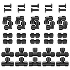 Pawfly 40 Pcs quick connect tee connectors for 1/4 inch tubing, simple layout.