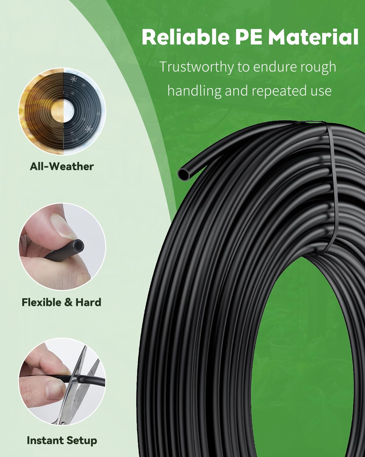 Pawfly drip tubing installed in garden beds for precise watering