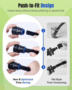 Pawfly leak-proof connection ensures a watertight seal with tubing.