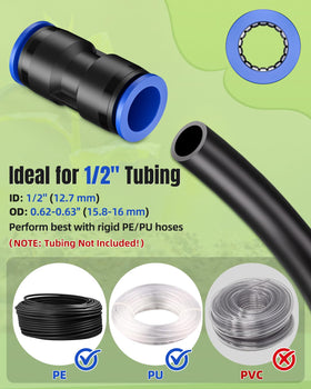 Pawfly push-to-connect design for 1/2 inch tubing in garden use