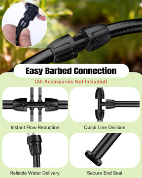 Pawfly main line hose ideal for flower beds, vegetable gardens, and greenhouses