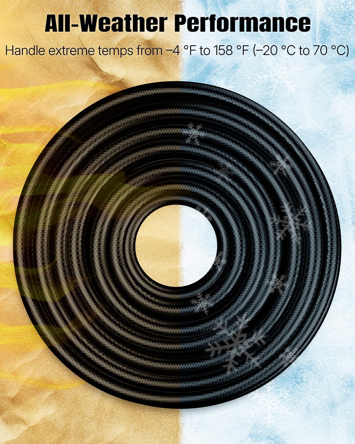 Pawfly tubing withstands extreme temps from -4°F to 158°F for outdoor setups