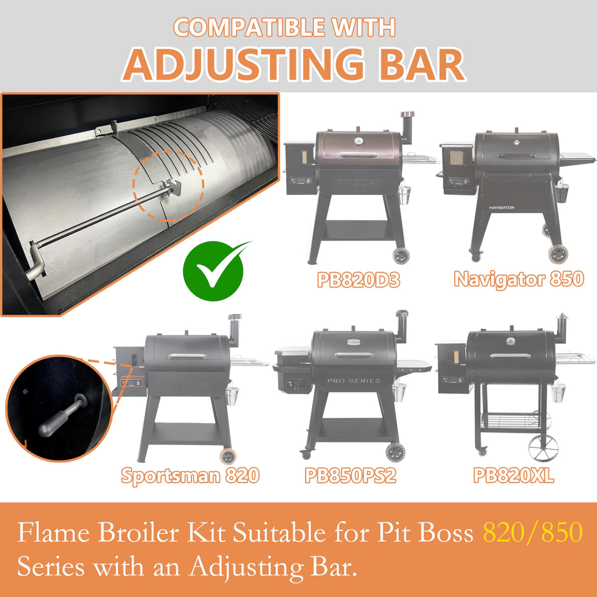 Pawsible flame broiler kit slide cover on PB820 enabling even flame exposure for searing