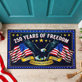 PaxNotunnxa America 250th Anniversary doormat with bald eagle and stars for festive entryway decor