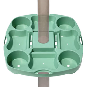 PayandPack Myard 15-inch umbrella table tray green on beach helping to keep drinks steady