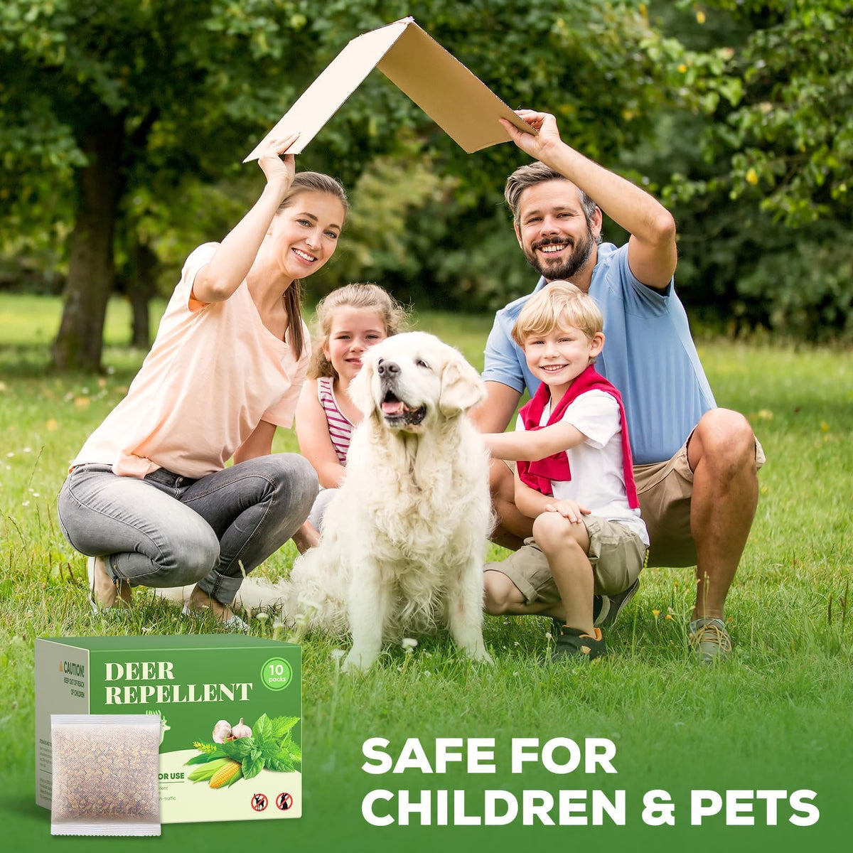 Pblovylu deer-repellent-pouch can be hung around beds and lawns