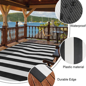 Pcinfuns patio rug suited for decks, gardens, RVs, garages, and kids' rooms.