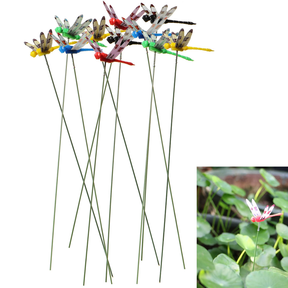 PCTC blue dragonfly garden stake adds vibrant border decor and horsefly deterrence