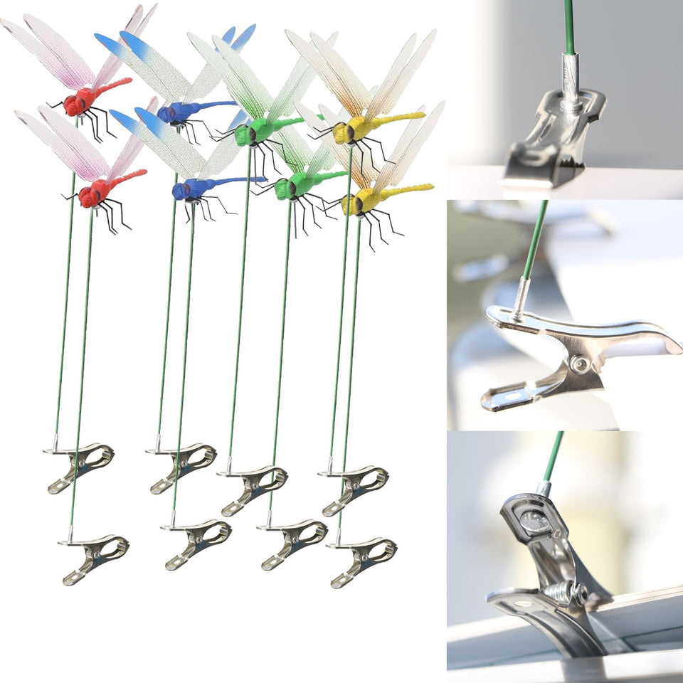 PCTC blue dragonfly clip adds vibrant garden décor.