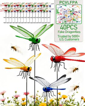 PCVLFPA dragonfly clip in garden demonstrates bug deterrence through lifelike design