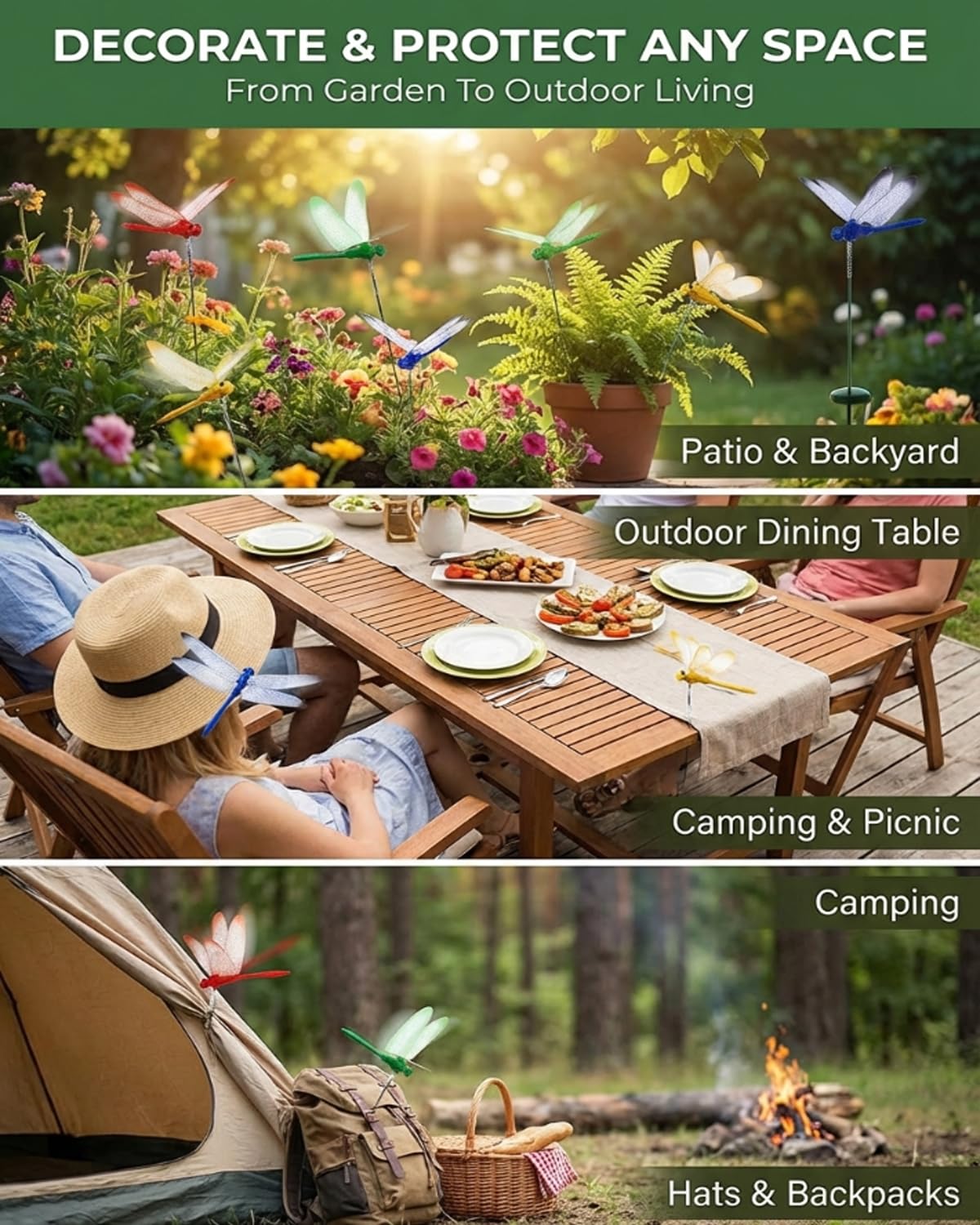 PCVLFPA dragonfly clip decor enhances gardens while potentially deterring horseflies