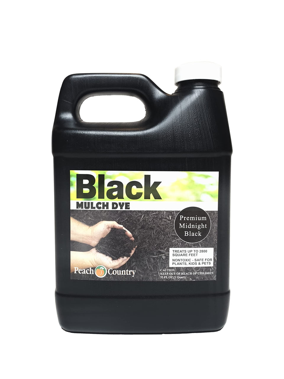 Peach Country Mulch Dye Midnight Black bottle pour shows even color application