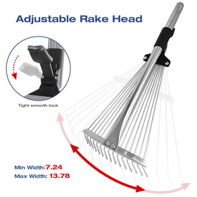 PEAKCLOUDS heavy-duty stainless steel yard rake handles wet leaves reliably