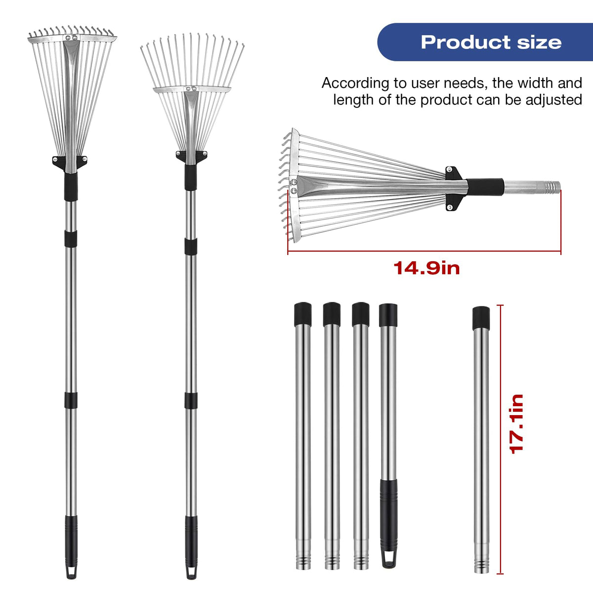 PEAKCLOUDS narrow-head rake enables precision cleaning in tight corners and beds