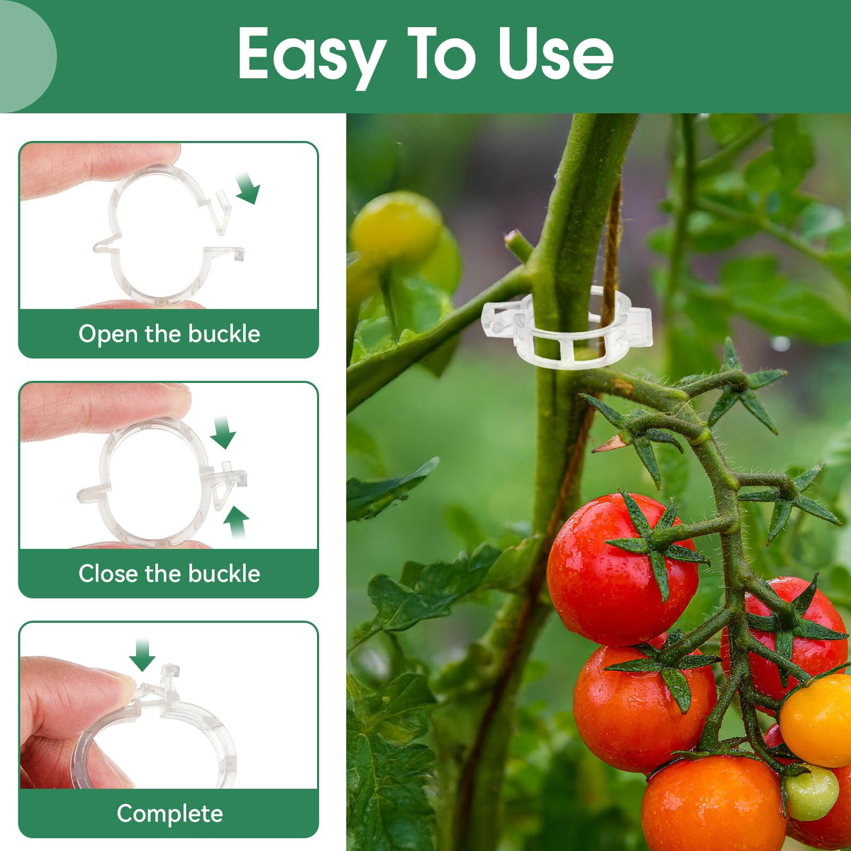 PEASUG plant clip with smooth surface reduces snagging on vines.