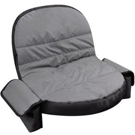 PEATOVIE lawn tractor seat cover with pocket, front view, protects seats and keeps essentials handy.