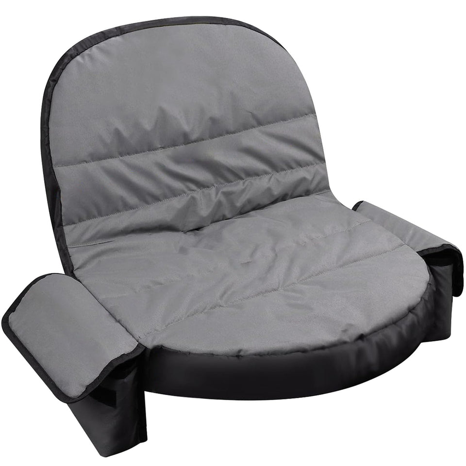 PEATOVIE lawn tractor seat cover with pocket, front view, protects seats and keeps essentials handy.
