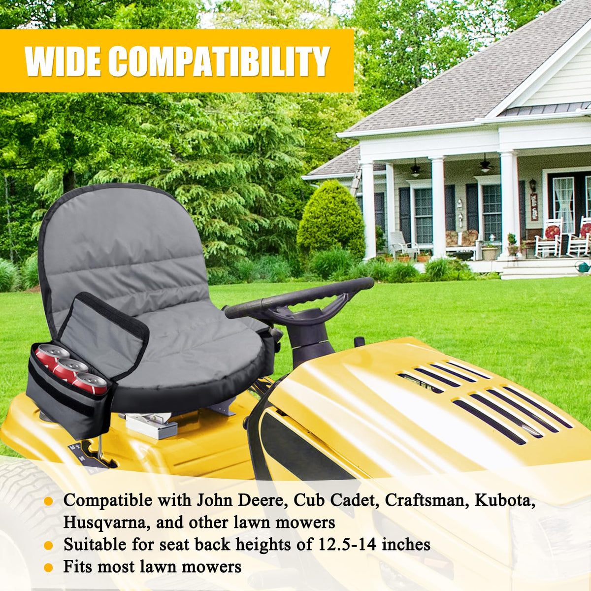 PEATOVIE seat cover pocket side view shows spacious side pockets for tools and gloves.