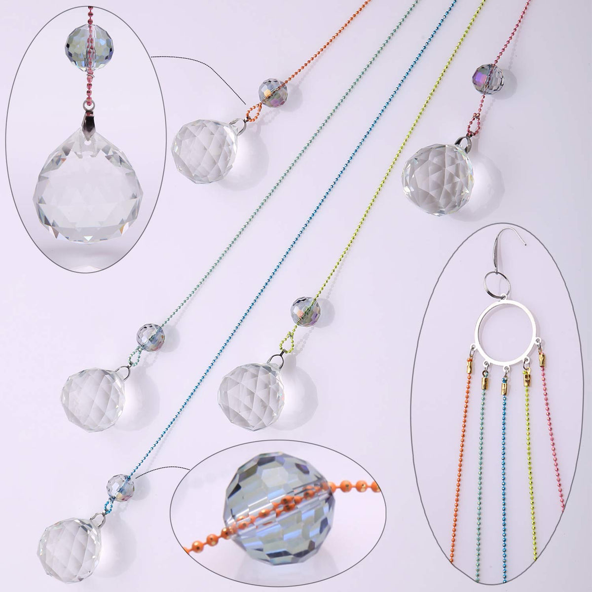 PEDOBO Crystal Ball Prisms Suncatcher hanging in a window brightens the room with color.