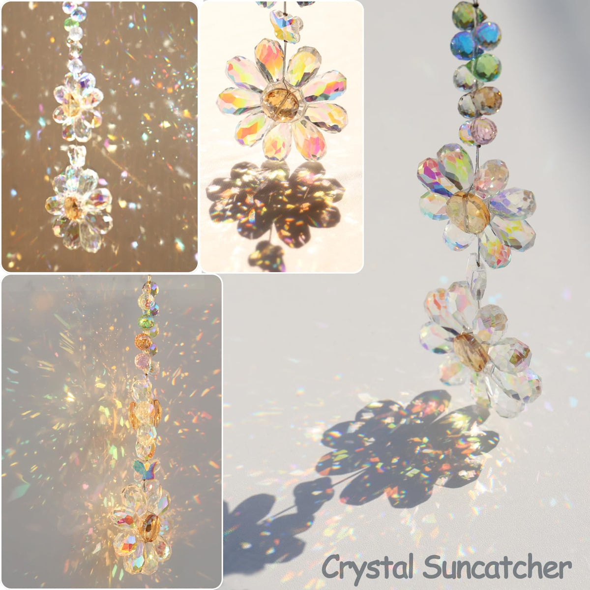 PEDOBO crystal flower suncatcher daisy outdoor hanging decor reflects colorful light