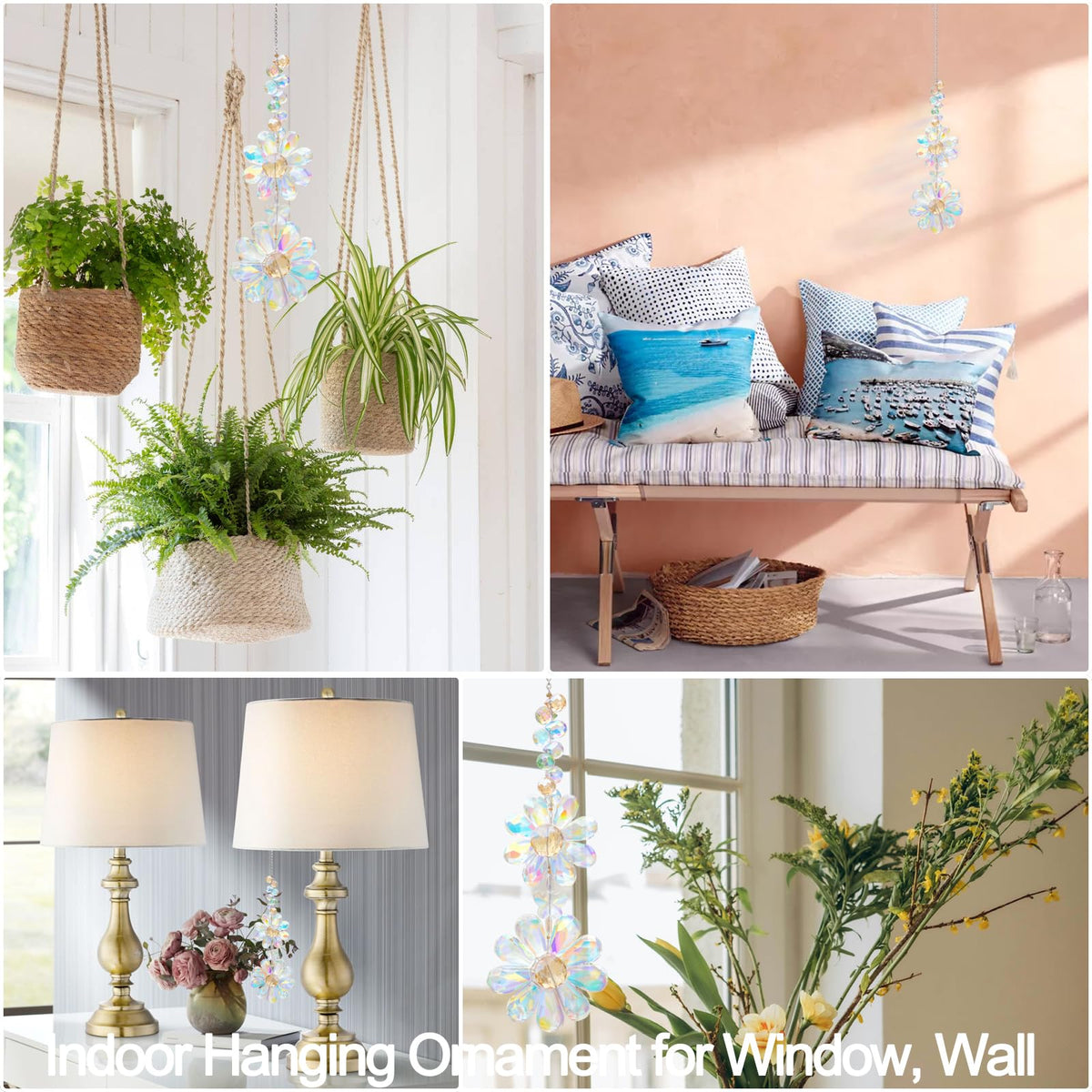 PEDOBO crystal flower suncatcher daisy in-window decor enhances ambient sunlight indoors