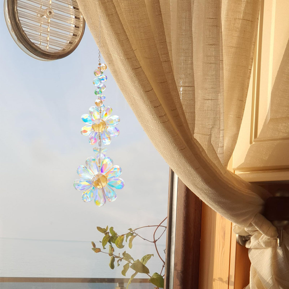 PEDOBO crystal flower suncatcher daisy rainbow gleam brightens windows and patios