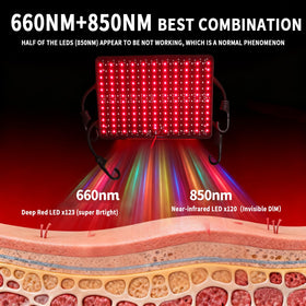 Peeko red light panel 126 LEDs close-up highlighting red and near infrared LEDs