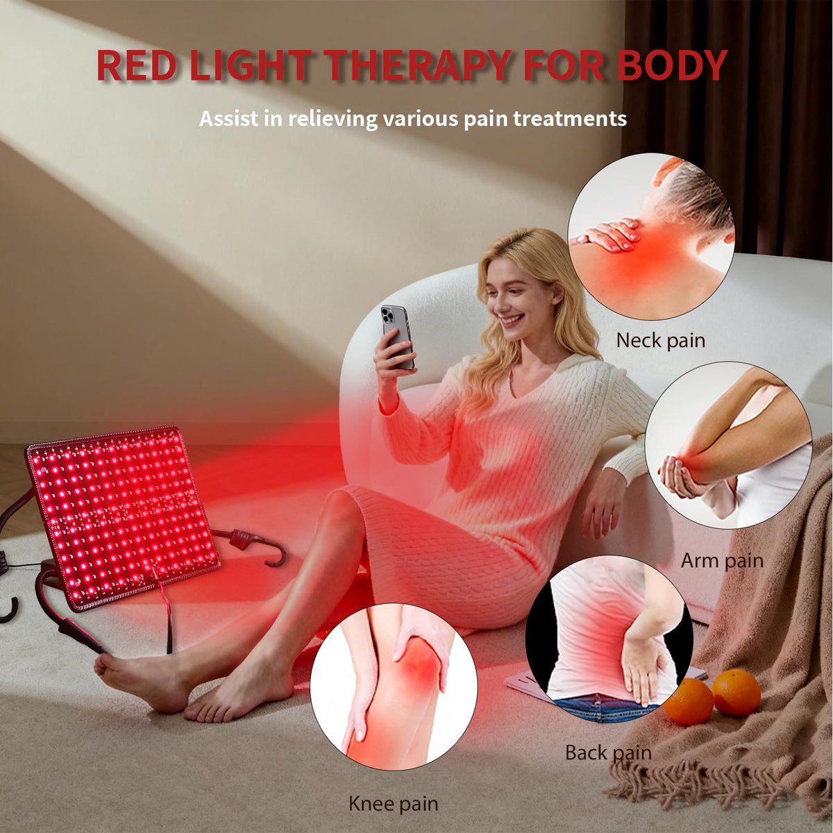 Peeko red light panel mounted on sauna wall for even exposure