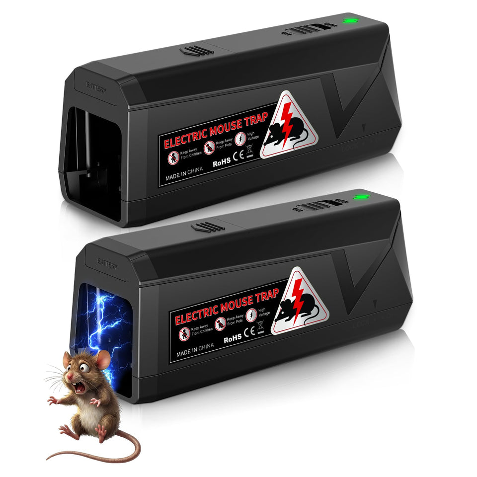 Peepst Electric Mouse Trap indoor front view shows no-touch disposal feature.
