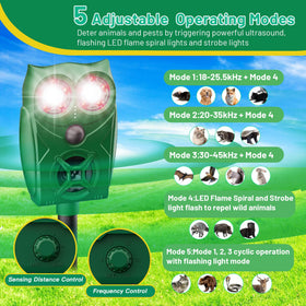 Peepst flame spiral LED visuals generate dynamic deterrence patterns around your yard.