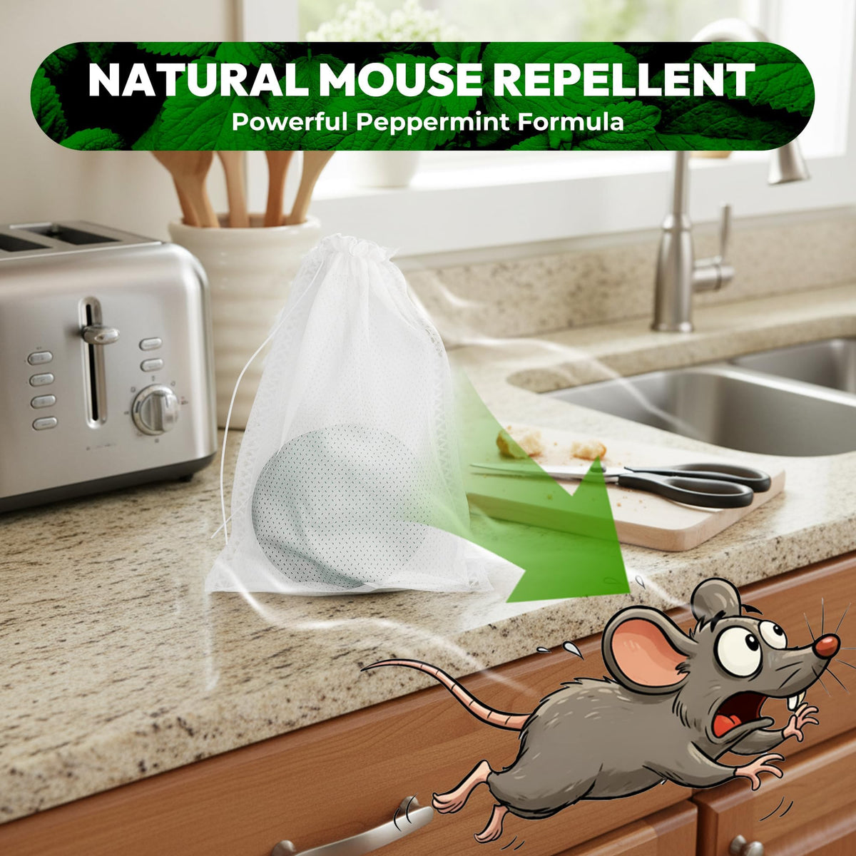Mint-scented Peepst rodent repellent creates a protective barrier