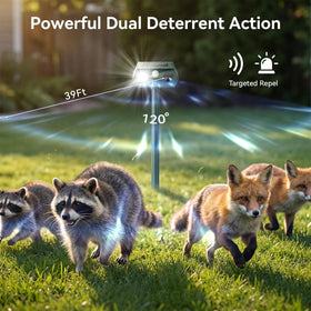 Peepst solar animal deterrent installed in garden protects plants