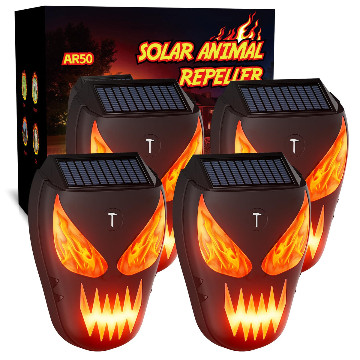 Peepst solar nocturnal deterrent front view, enhances yard protection.