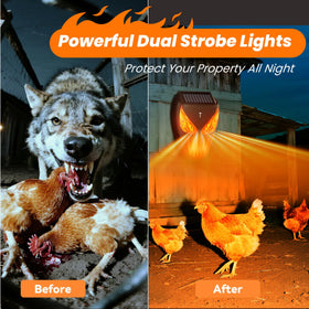 Peepst deterrent with predator-eyes LEDs provides strong wildlife cues.