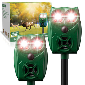 Peepst PIR sensor on a solar-powered ultrasonic repellent for quick intruder deterrence.